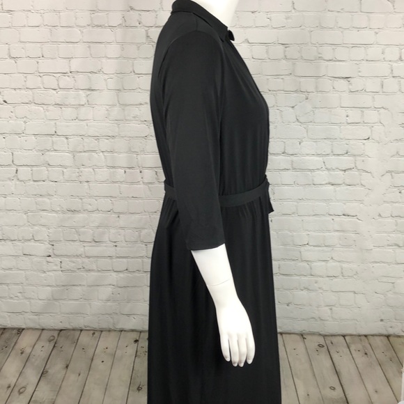 1X 2X NY Collection Black Faux Wrap Maxi Dress - Picture 4 of 5